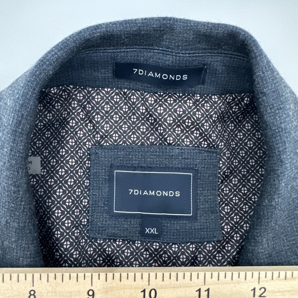 7 Diamonds Mannix 4-Way Stretch Blazer Sport Coat Mens 2XL Gray Black‎ Jacket